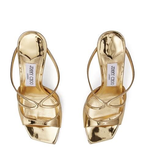 Womens Jimmy Choo Gold Anise 95 Leather Sandals Harrods UK