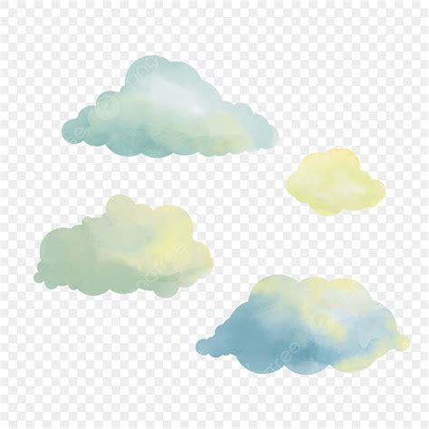 Yellow Green Gradient Watercolor Clouds, Yellow Green, Watercolor ...