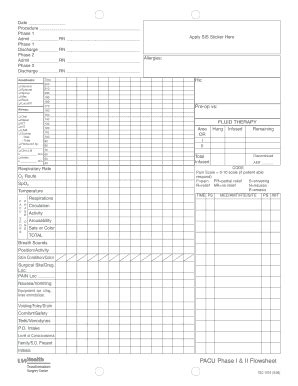 Pacu Report Sheet Fill Online Printable Fillable Blank Pdffiller