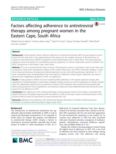 Pdf Factors Affecting Adherence To Antiretroviral Therapy Among