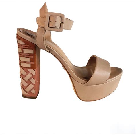 Sandália Nude Meia Pata Salto Trançado tamanho e