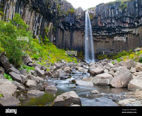 svartifoss waterfall  basalt columns skaftafell national park