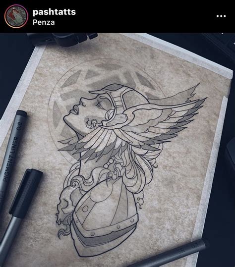 Love The Silhouette And Shape Of This Tattoo Design Valkyrie Tattoo