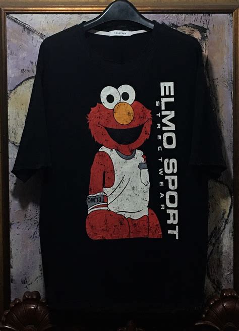 Elmo Sport Streetwear Crew Neck Tattered Big Print Shirt Men S Fashion Tops And Sets Tshirts