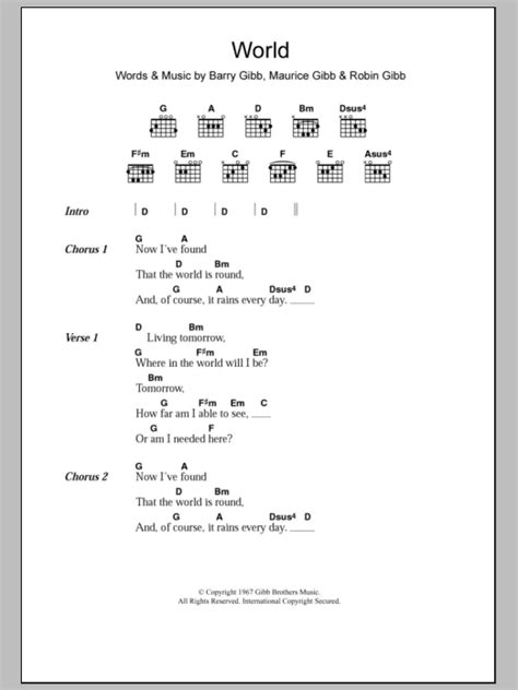 World by Bee Gees - Guitar Chords/Lyrics - Guitar Instructor