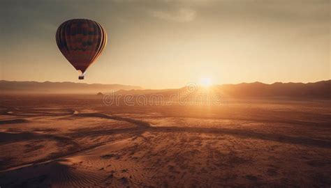 Flying High In A Hot Air Balloon Exploring Nature Beauty Generated By AI Stock Illustration