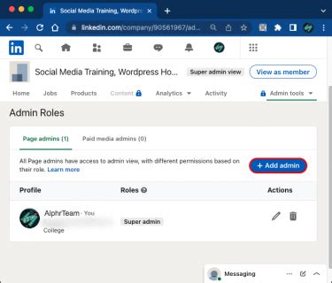 give admin access   linkedin page