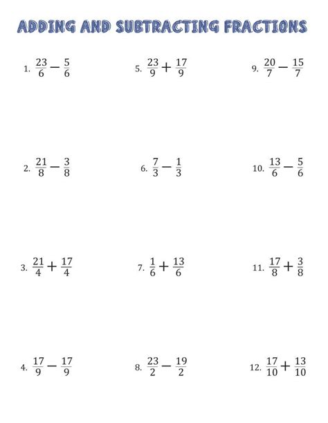 Fractions Four Operations Worksheet Teaching Resources Worksheets