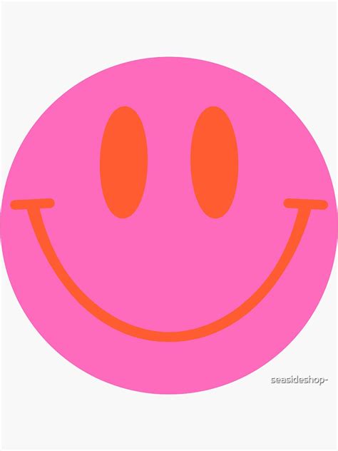 Neon Smiley Face Sticker For Sale By Seasideshop Redbubble