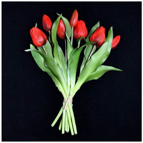 Real Touch Tulips Tulips Real Touch Bruegel Red Cm Bunch Pieces