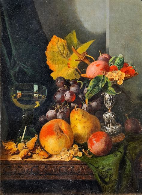 Edward Ladell Still Life With Silver Tazza Glass Roemer And Fruit