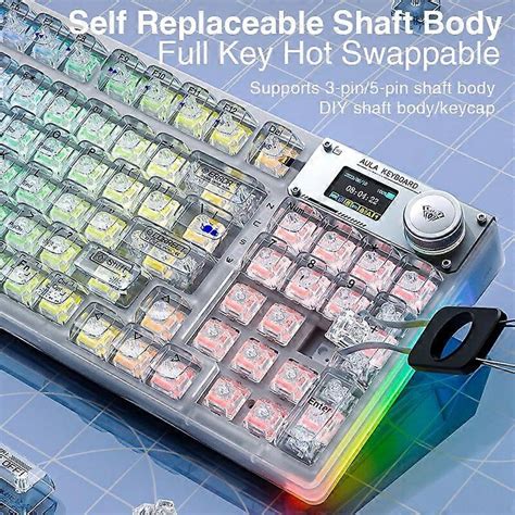 Aula F Pro Wireless Mechanical Keyboard Bluetooth Hot Swappable Transparent Rgb Backlit Custom