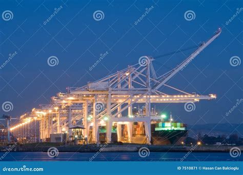 Commercial port at night stock image. Image of cargo, crane - 7510871