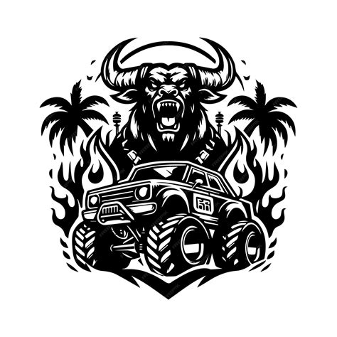 Premium Vector | Monster car and bull logo design Design for clothing