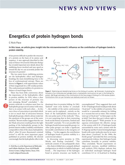 (PDF) Energetics of Protein Hydrogen Bonds