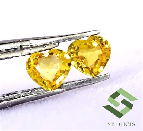 Cts Natural Yellow Sapphire Heart Shape Cut Pair X Mm Loose