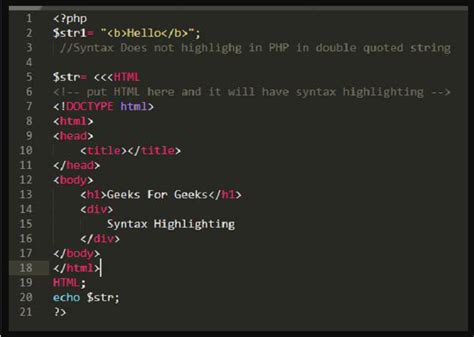 How To Do HTML Syntax Highlighting Inside PHP Strings GeeksforGeeks