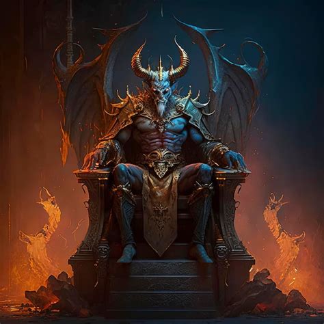 Premium Photo | Devil in hell demon sitting on a throne Warrior king sitting on the throne ...