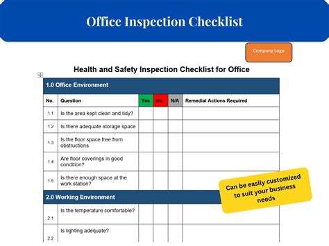 Comprehensive Office Health and Safety Inspection Checklist Form