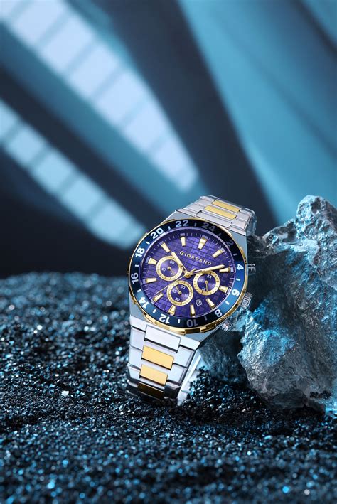 giordano chronograph   men  texured  blue dial