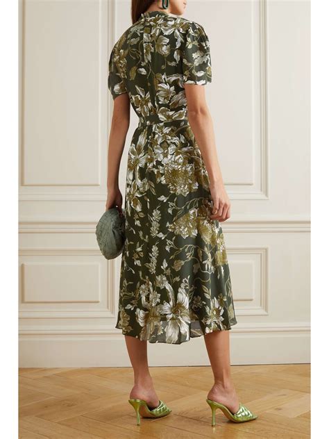 ERDEM Laurea Belted Floral Print Crepe Midi Dress NET A PORTER