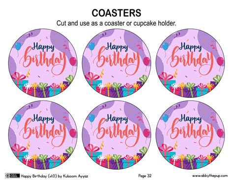 Happy Birthday Coasters Free Printable Papercraft Templates