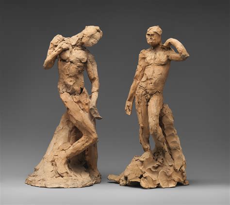 Auguste Rodin Pair Of Standing Nude Male Figures Demonstrating The