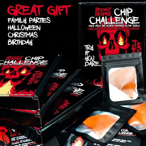 Red Hot Reaper 1x Chip Challenge más caliente Chip Carolina Reaper Spicy Challenge Stupidly