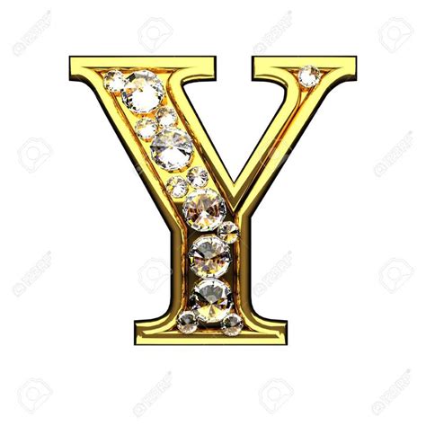 Y Isolated Golden Letters With Diamonds On White In Gold Fronts