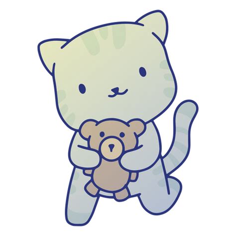 Cute Cat With Teddy Bear PNG & SVG Design For T-Shirts