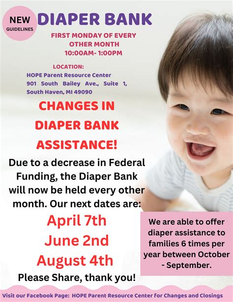 HOPE - There is no diaper bank tomorrow. Our next Diaper Bank is April