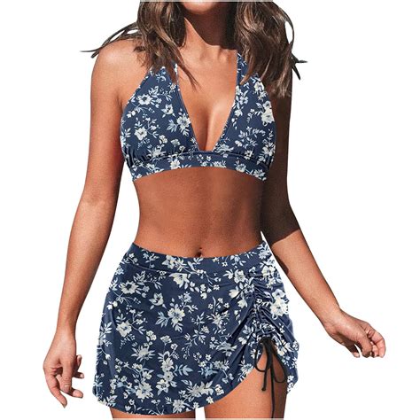 WNYEIME Women S Halter Bikini Swimsuits Retro Floral Printed V Neck