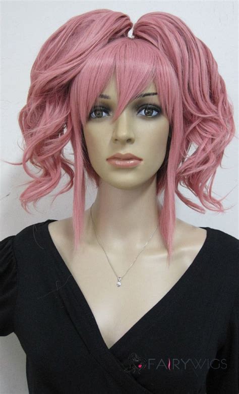 Cheap African American Wigs Capless Short Synthetic Hair Pink Wavy