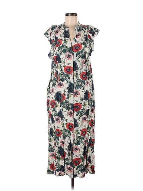 Handm 100 Viscose Floral Multi Color Ivory Casual Dress Size 6 46 Off