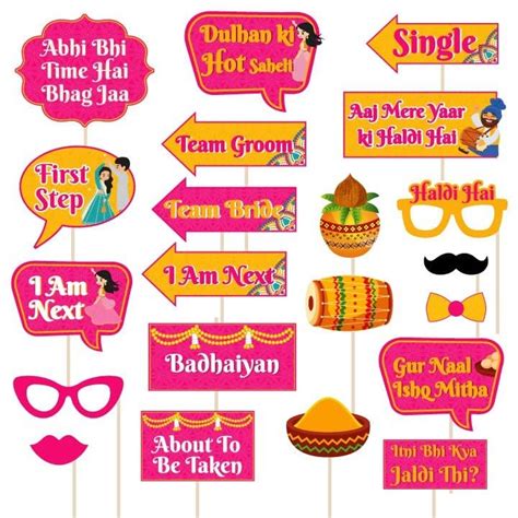 Description Haldi Ceremony Photo Booth Party Props Set Of 25 Pcs For