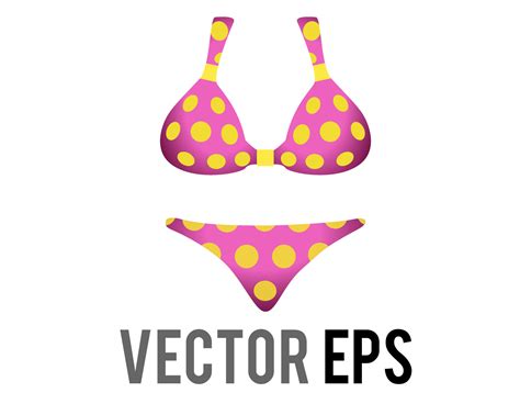 Vector Rosado Dos Pedazo Hembra Traje De Ba O Bikini Icono Con Amarillo Circulo Puntos Modelo