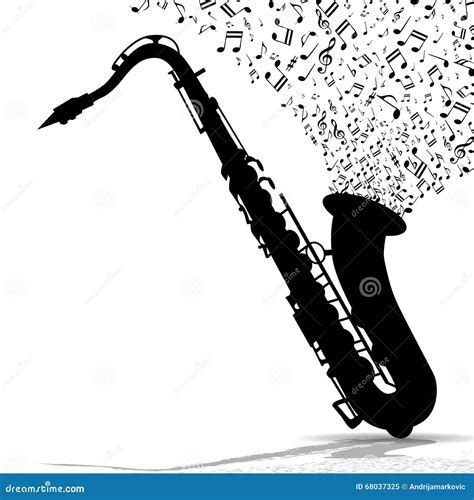 Silhouette Of Saxophone And Music Stock Vector Illustration Of White