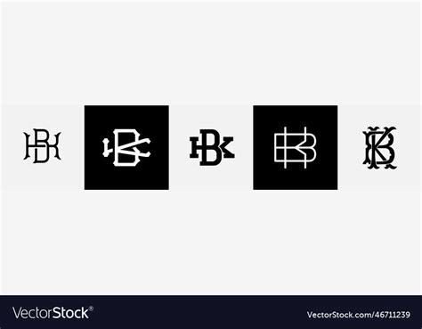 Initial Letters Bk Monogram Logo Design Bundle Vector Image