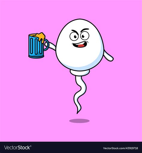 Sperm Cartoon Mascot Character With Beer Glass Vector Image