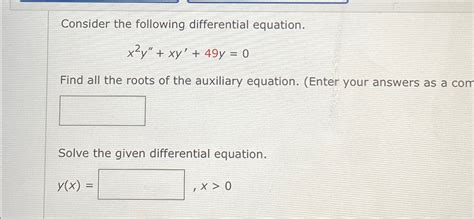 Solved Consider The Following Differential