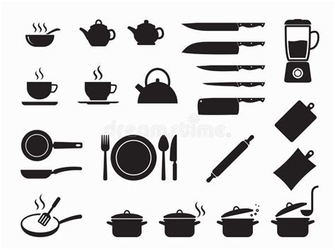 Juego De Iconos De Cocina Utensilios De Cocina Y Conjunto De Iconos De