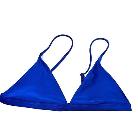 Shein Royal Blue Triangle Bikini Swim Top Size Depop