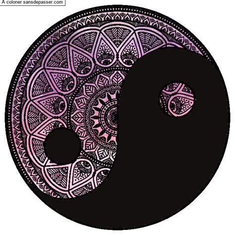 Dessin colorié Coloriage Doodle Yin Yang par un invité Sans Dépasser