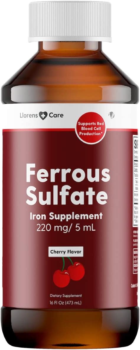 Buy Ferrous Sulfate Liquid Iron Supplement For Adults By Llorens Care