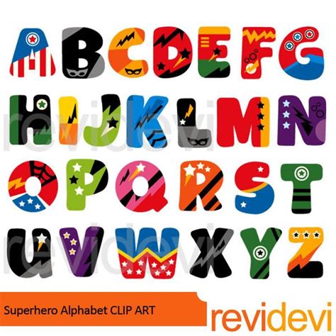 Superhero Alphabet Clipart Big Caps Uppercase ABC Alphabet Etsy