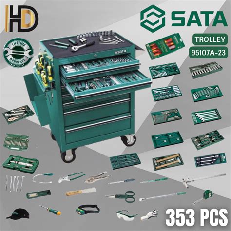 SATA 95107P 23 353PCS 7 Drawer Tools Trolley Set W LIFETIME WARRANTY