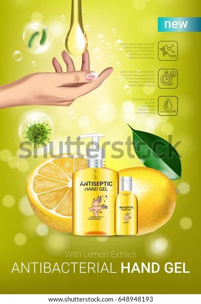 Lemon Flavor Antibacterial Hand Gel Ads Stock Vector Royalty Free