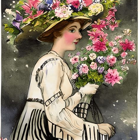 Beautiful Edwardian Lady With Large Hat Creative Fabrica