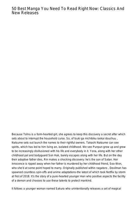 50 Best Manga You Could Read Right Now Classics And New Releasesczcbj