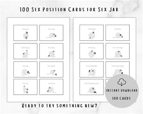 Sex Position Cards For Your Jar Of Desire Sex Jar Printable Digital